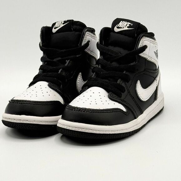 Jordan Other - Nike Air Jordan Retro 1 OG High Top Panda Black White Lace Up Toddler Sneakers -